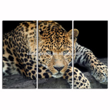 Lonely Leopard Print Canvas Art / 3 Panneaux imprimés sur toile / Animal Artwork Wholesale